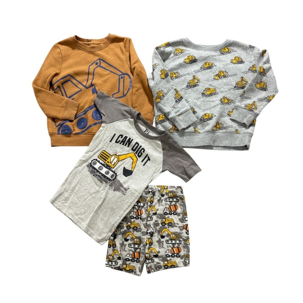 PJ Place Jumping Beans Cat & Jack 5T Gray Brown Construction Pajamas Sweatshirt